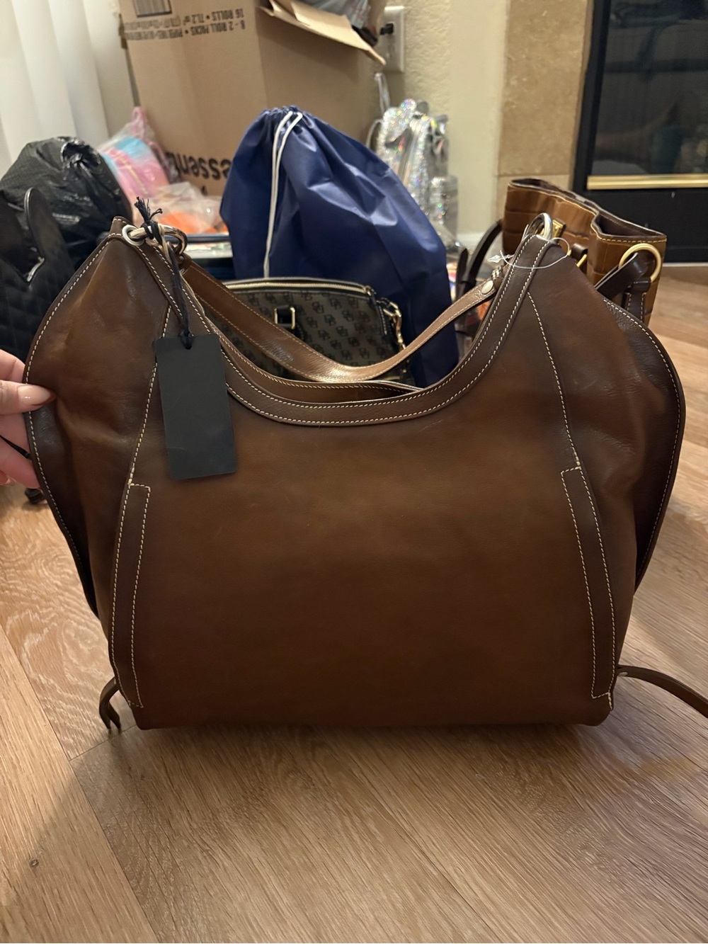 Brown Leather Hobo Shoulder Bag